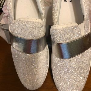 Silver Glitter Slip On Sneakers